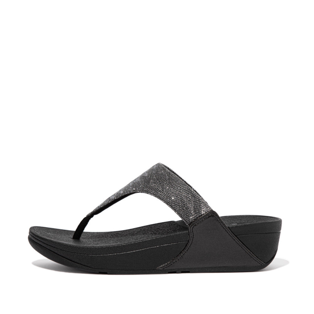 Sandały Fitflop LULU Glitz Toe-Post Damskie Czarne | Polska-18059