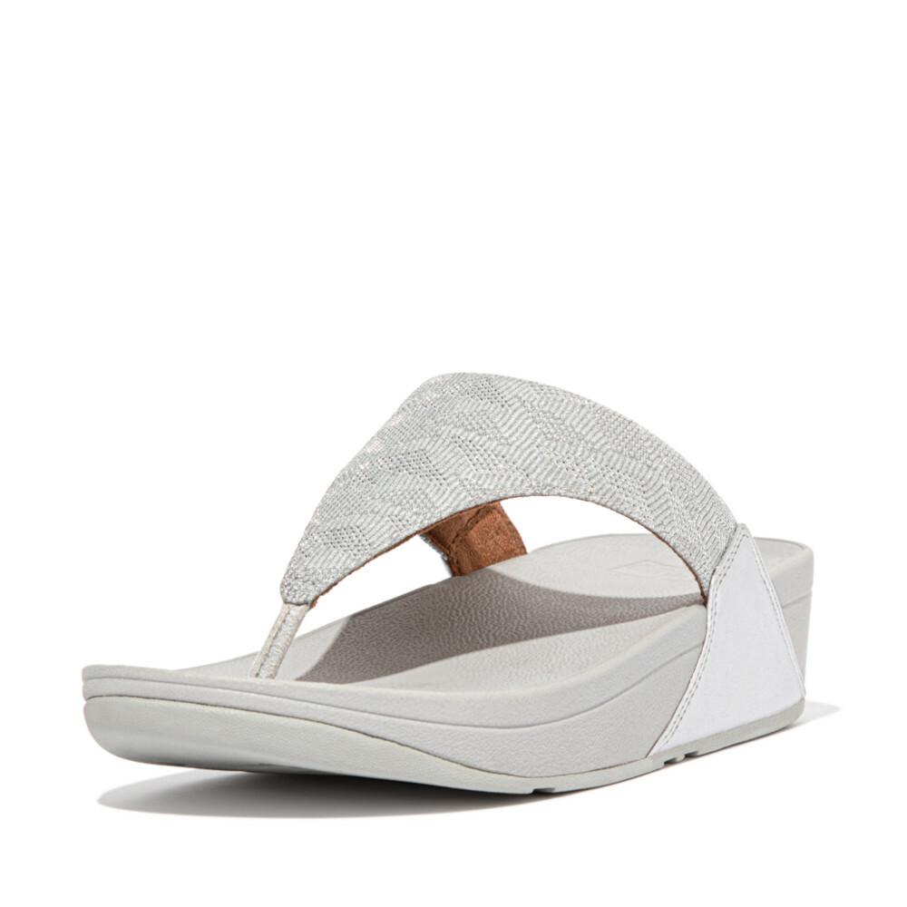 Sandały Fitflop LULU Glitz Toe-Post Damskie Srebrne | Polska-75402