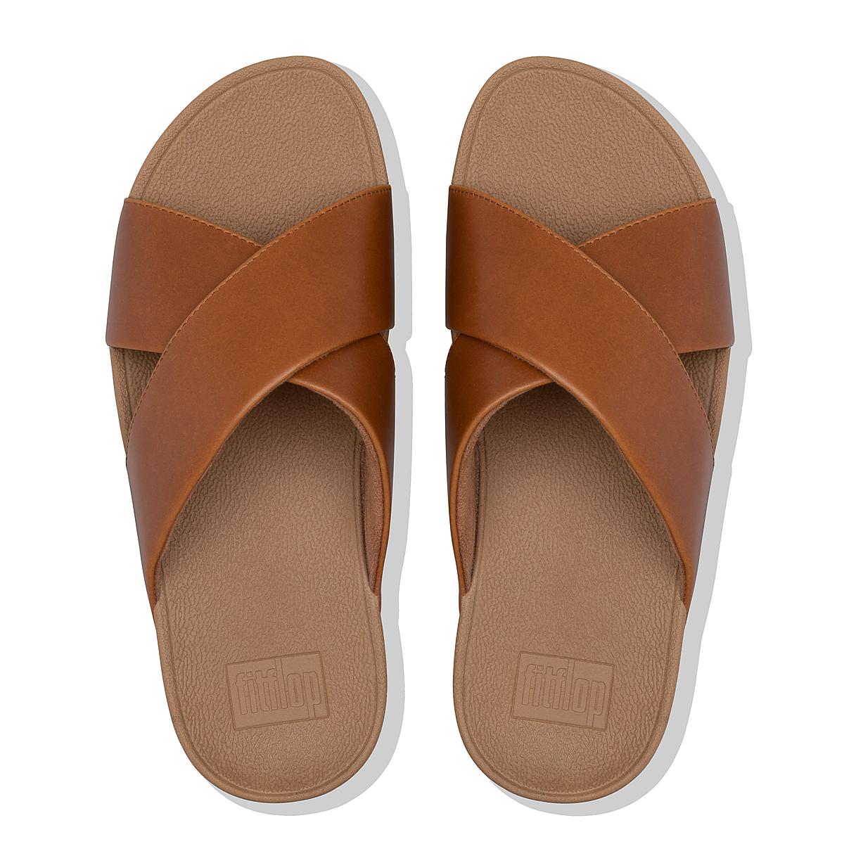 Sandały Fitflop LULU Leather Cross Slides Damskie Głęboka Brązowe | Polska-98476