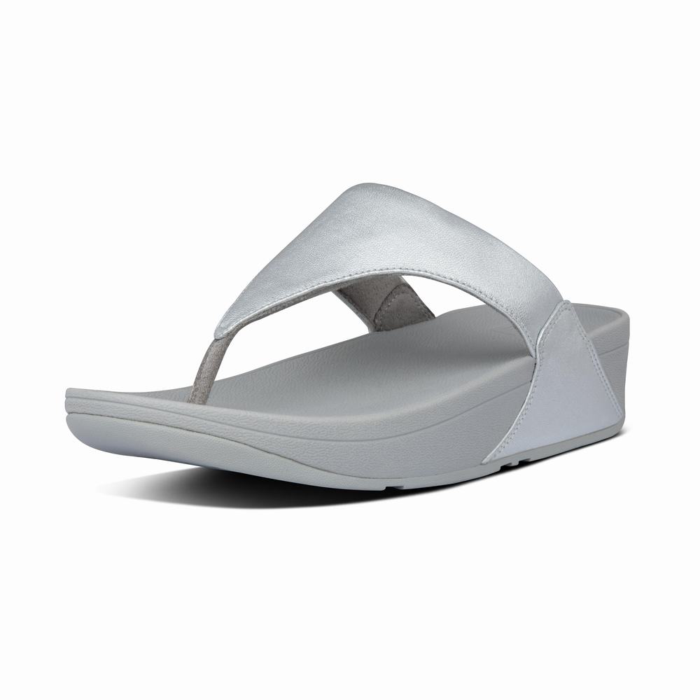 Sandały Fitflop LULU Leather Toe-Post Damskie Srebrne | Polska-36928