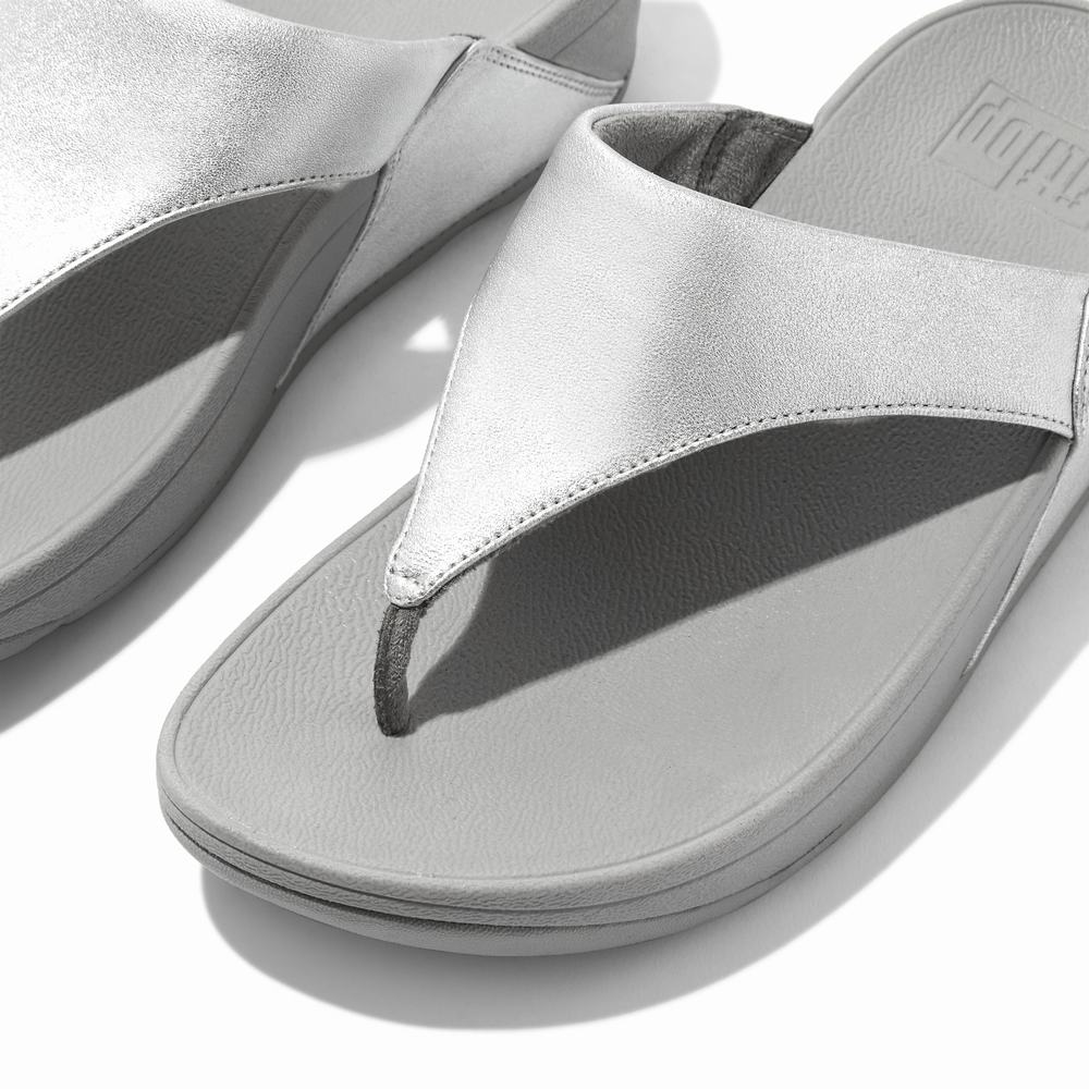 Sandały Fitflop LULU Leather Toe-Post Damskie Srebrne | Polska-36928