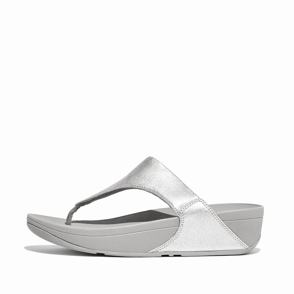 Sandały Fitflop LULU Leather Toe-Post Damskie Srebrne | Polska-36928