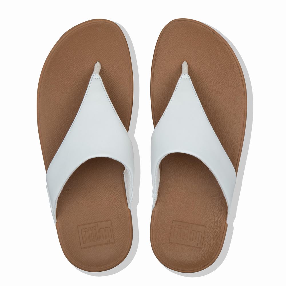 Sandały Fitflop LULU Leather Toe-Post Damskie Białe | Polska-51096