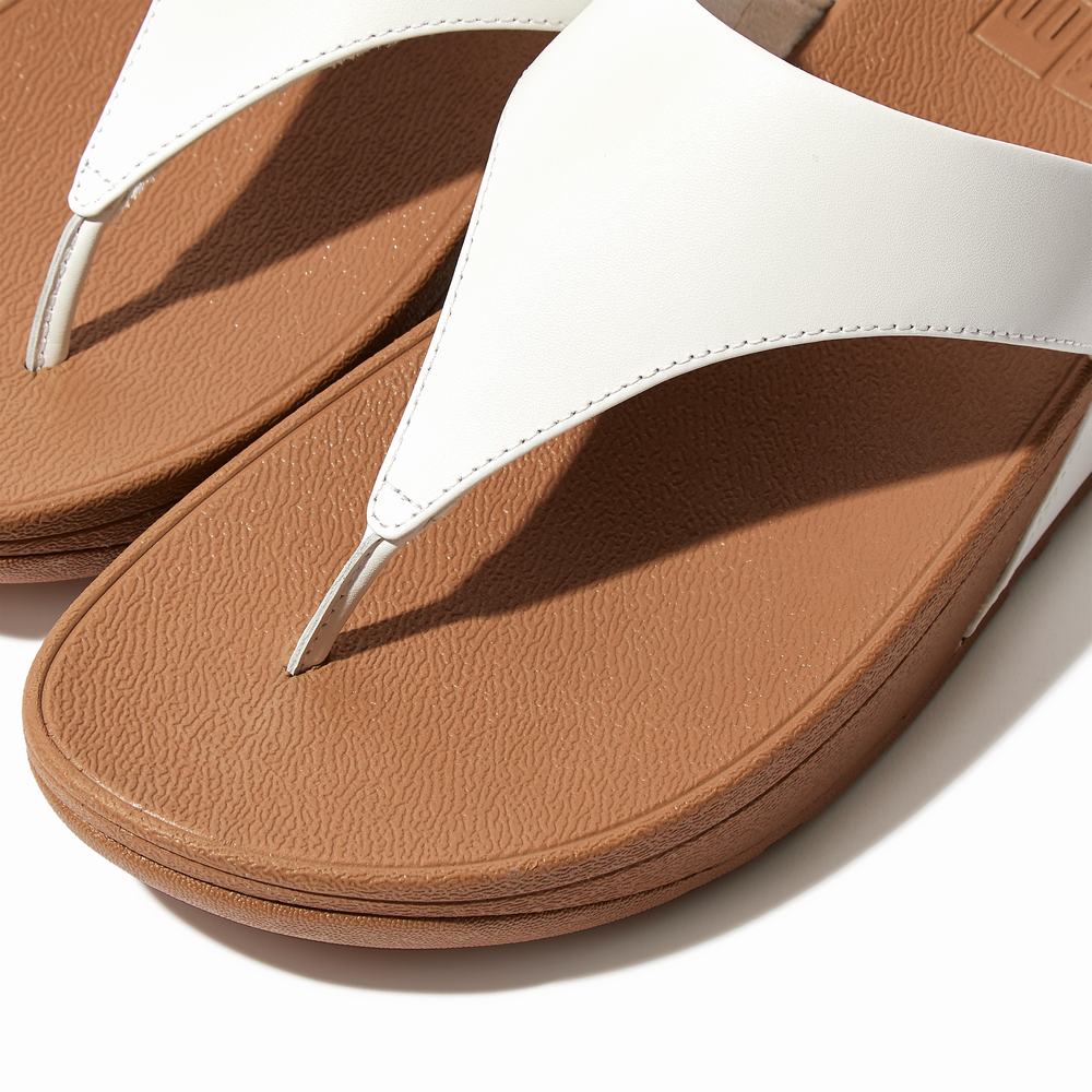 Sandały Fitflop LULU Leather Toe-Post Damskie Białe | Polska-51096