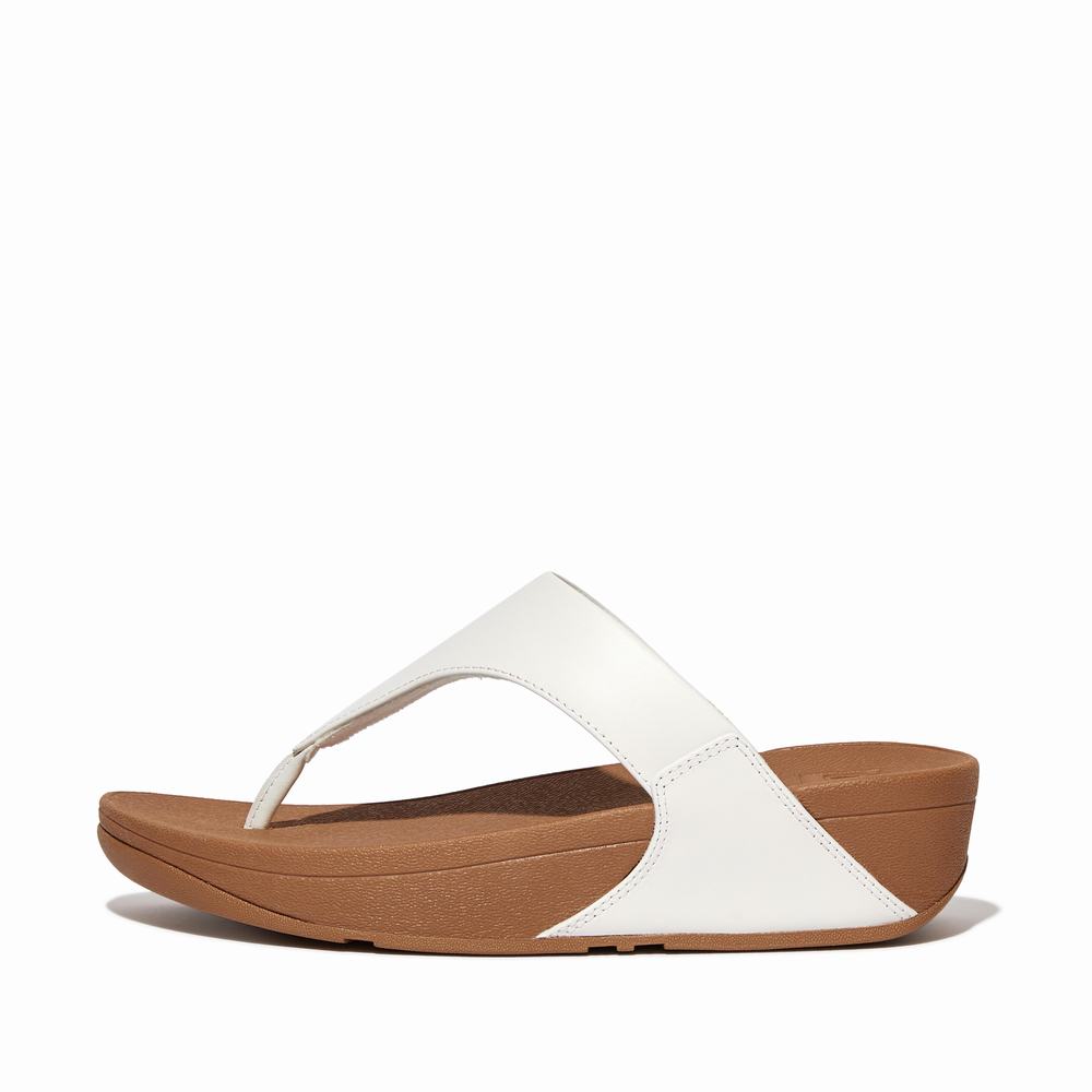 Sandały Fitflop LULU Leather Toe-Post Damskie Białe | Polska-51096