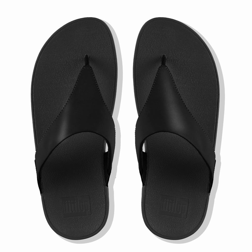 Sandały Fitflop LULU Leather Toe-Post Damskie Czarne | Polska-83406