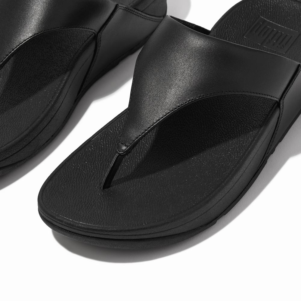 Sandały Fitflop LULU Leather Toe-Post Damskie Czarne | Polska-83406