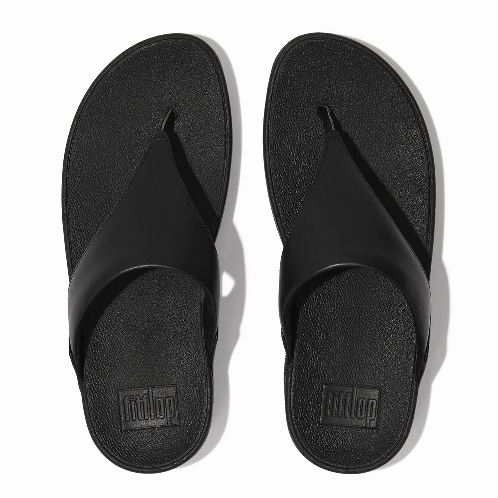 Sandały Fitflop LULU Leather Toe-Post Damskie Czarne | Polska-83406