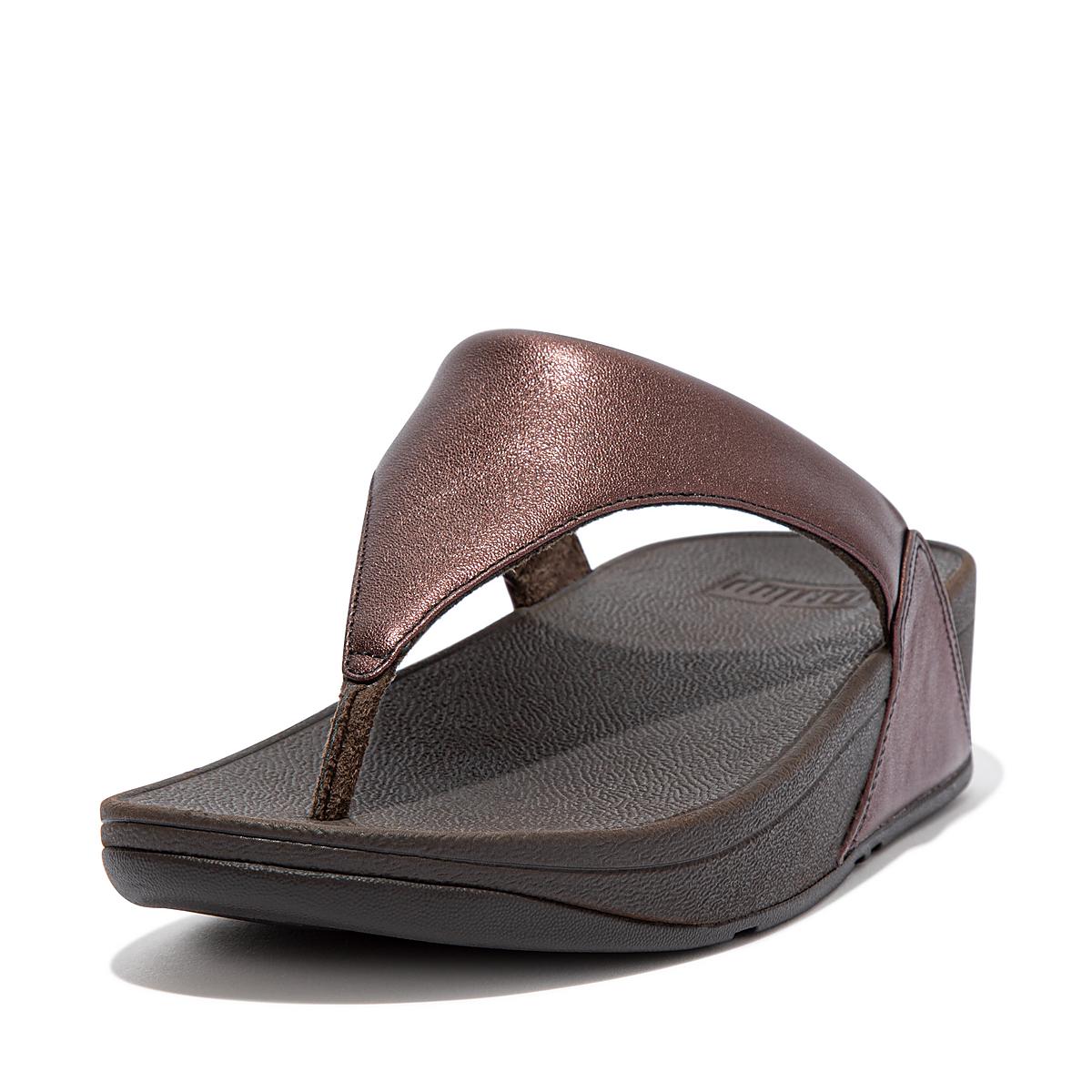 Sandały Fitflop LULU Metallic Leather Damskie Czekolada | Polska-92468