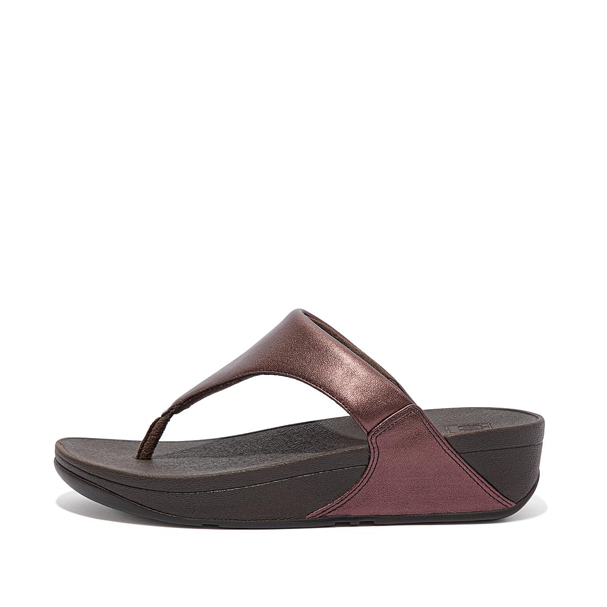 Sandały Fitflop LULU Metallic Leather Damskie Czekolada | Polska-92468