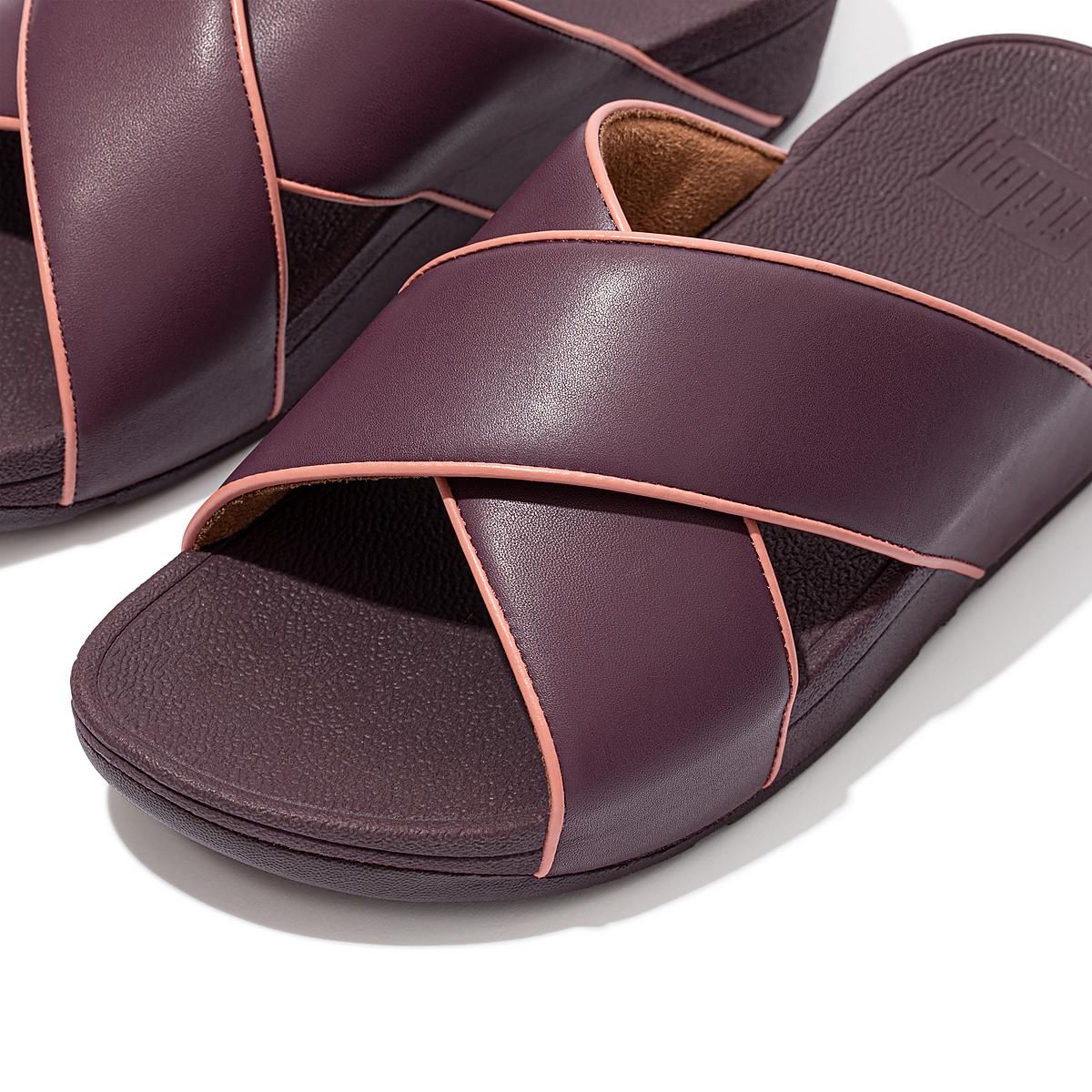 Sandały Fitflop LULU Pop Binding Leather Cross Slides Damskie Fioletowe | Polska-46071