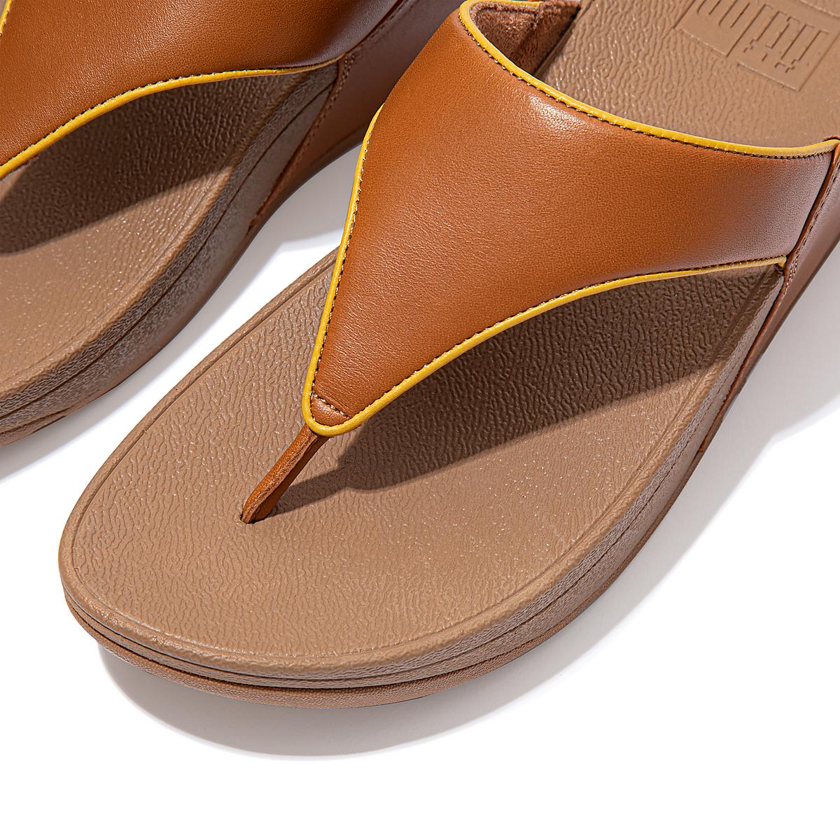 Sandały Fitflop LULU Pop Binding Leather Sandals Damskie Głęboka Brązowe Pomarańczowe Żółte | Polska-71849