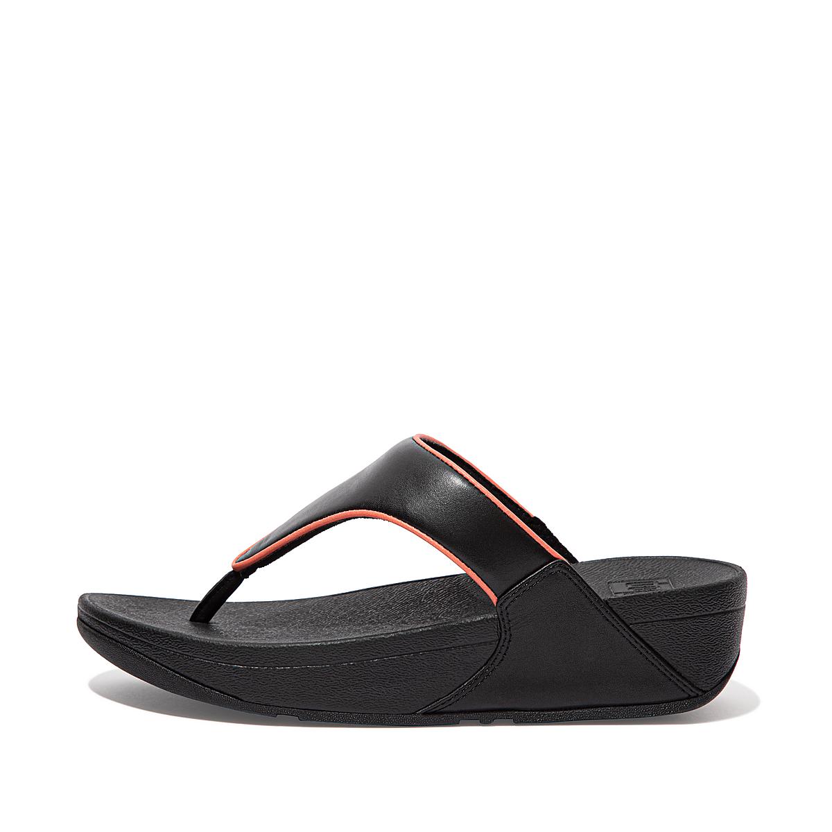 Sandały Fitflop LULU Pop Binding Leather Sandals Damskie Czarne Różowe | Polska-79253