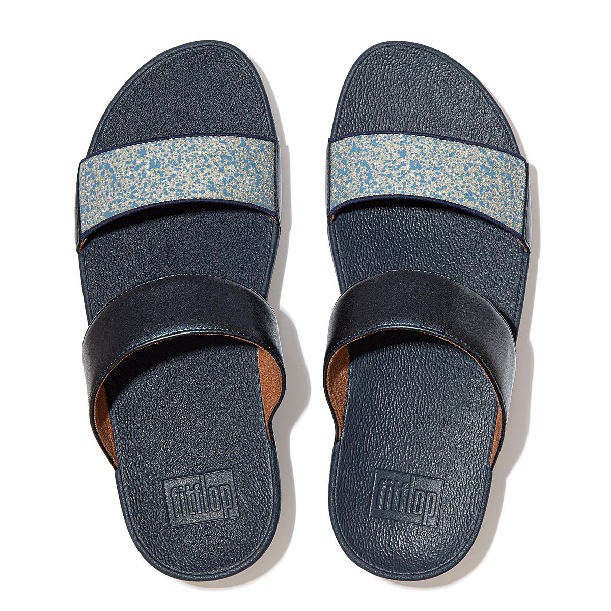 Sandały Fitflop LULU Shimmer Splash Slides Damskie Granatowe | Polska-36807