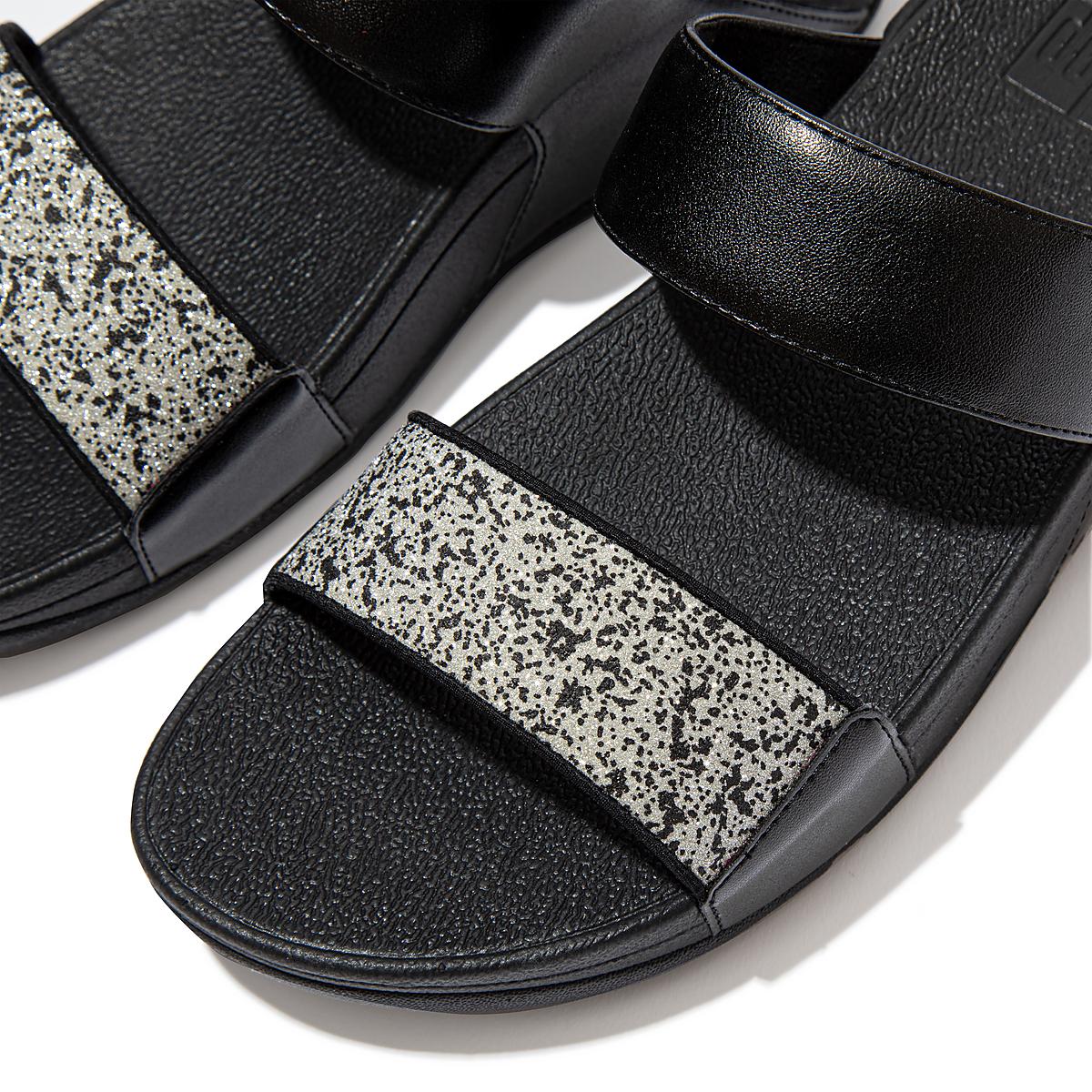 Sandały Fitflop LULU Shimmer Splash Slides Damskie Czarne | Polska-90765