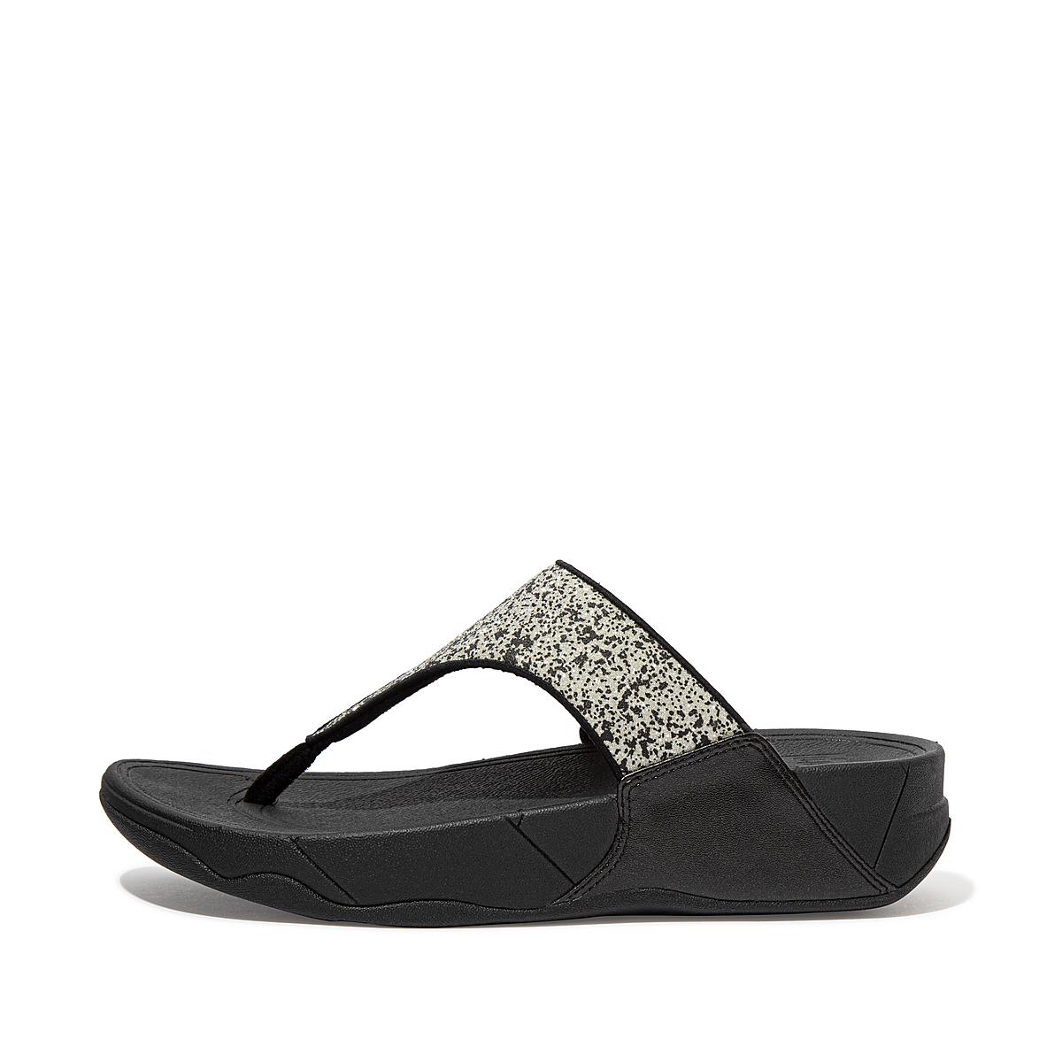 Sandały Fitflop LULU Shimmer Toe-Post Damskie Czarne | Polska-98125