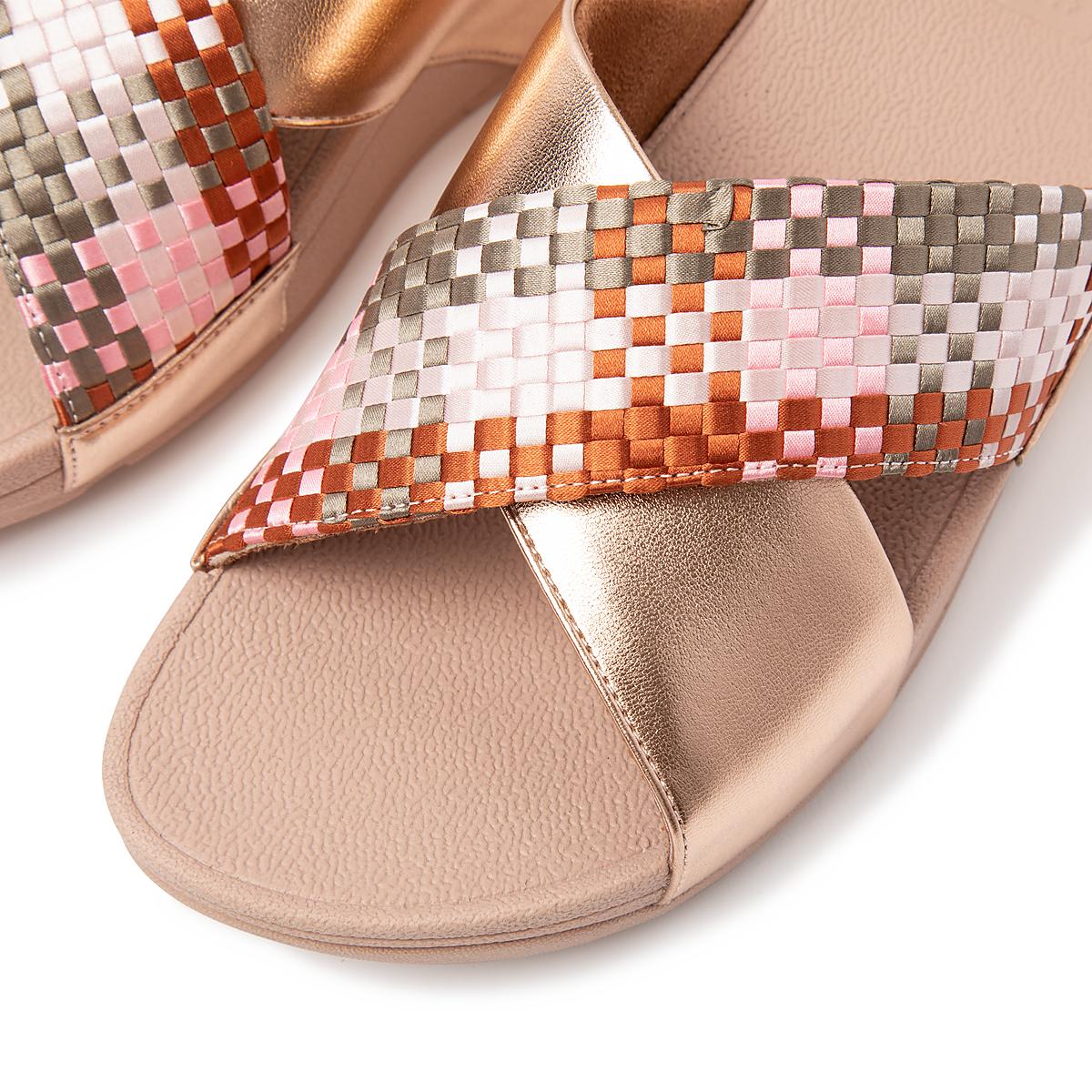 Sandały Fitflop LULU Silky Weave Cross Slides Damskie Koralowe Różowe | Polska-86157