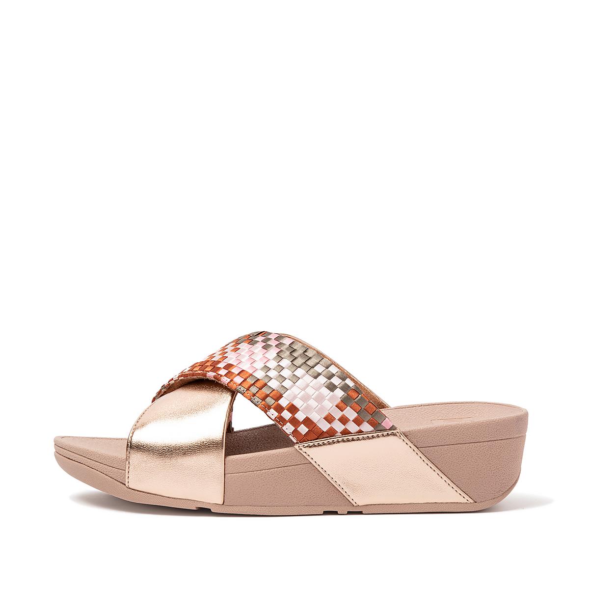 Sandały Fitflop LULU Silky Weave Cross Slides Damskie Koralowe Różowe | Polska-86157