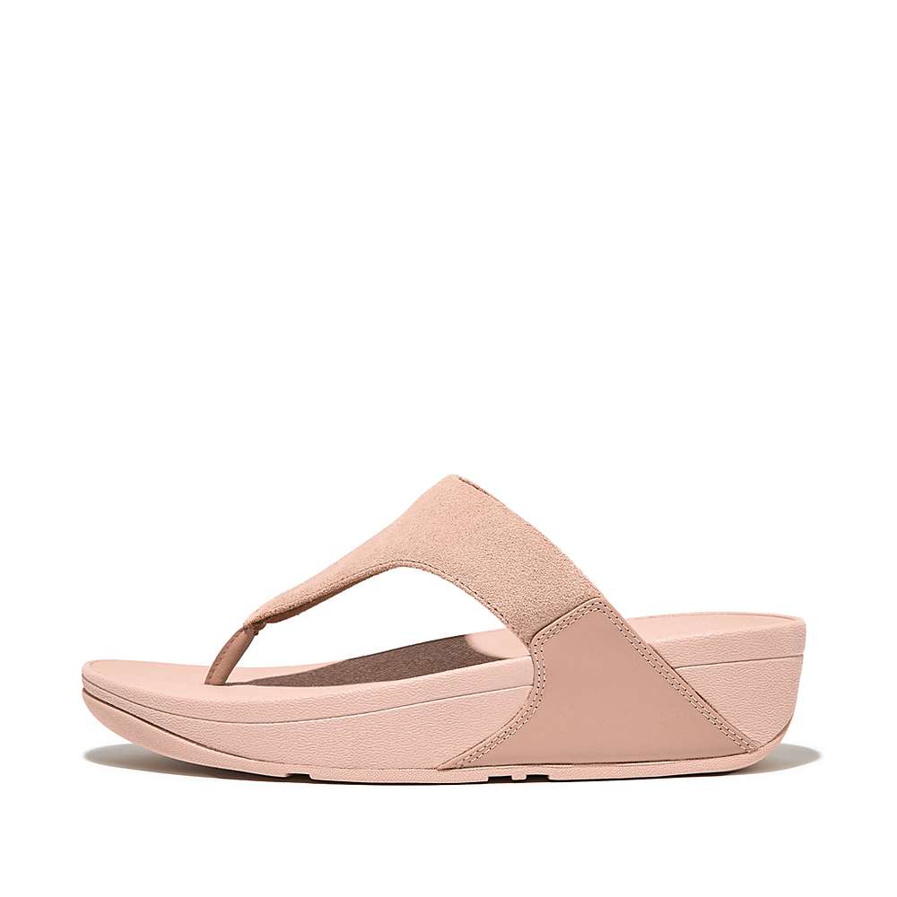 Sandały Fitflop LULU Suede Toe-Post Damskie Beżowe | Polska-36921