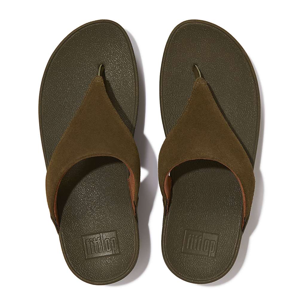 Sandały Fitflop LULU Suede Toe-Post Damskie Oliwkowe | Polska-91857