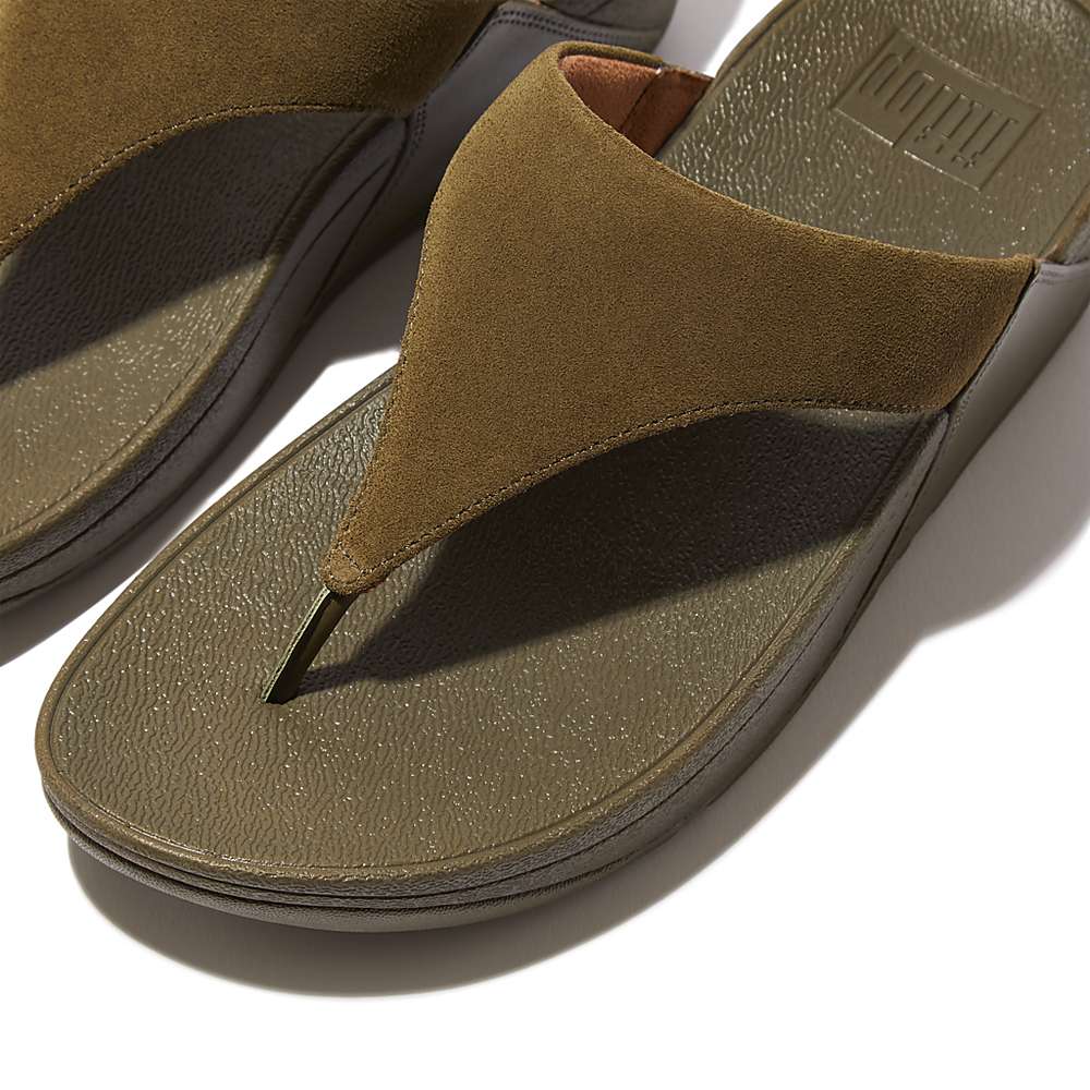 Sandały Fitflop LULU Suede Toe-Post Damskie Oliwkowe | Polska-91857