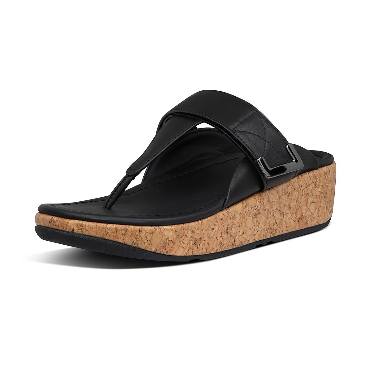 Sandały Fitflop REMI Adjustable Leather Damskie Czarne | Polska-53017