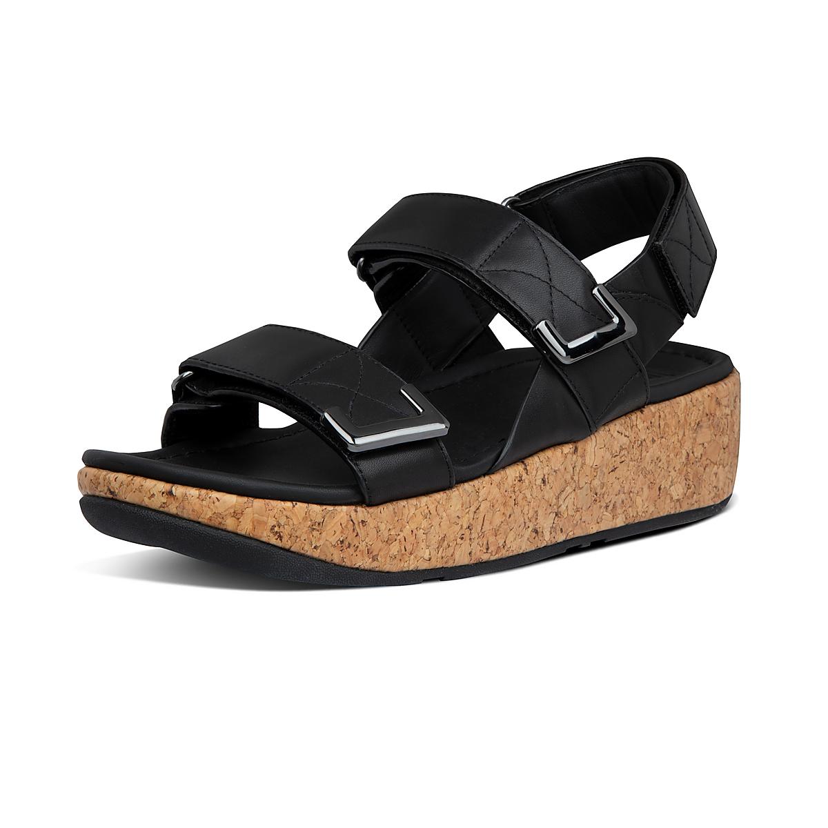 Sandały Fitflop REMI Adjustable Leather Damskie Czarne | Polska-73682