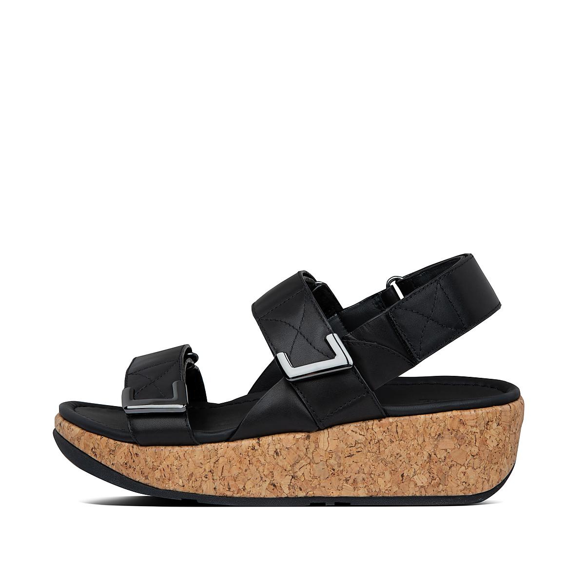 Sandały Fitflop REMI Adjustable Leather Damskie Czarne | Polska-73682