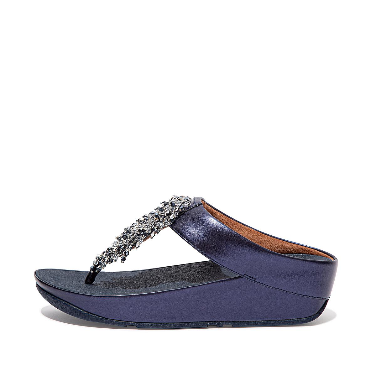 Sandały Fitflop RUMBA Beaded Toe-Post Damskie Granatowe | Polska-69278