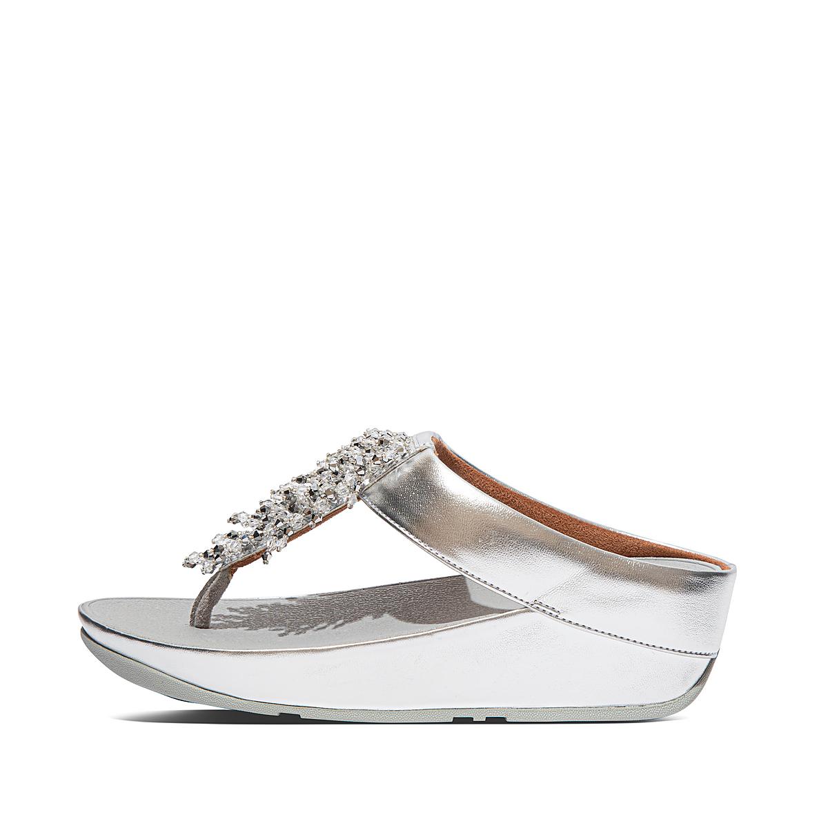 Sandały Fitflop RUMBA Beaded Toe-Post Damskie Srebrne | Polska-71024