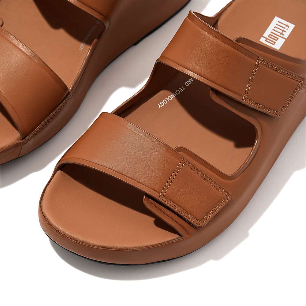 Sandały Fitflop SAMEL Adjustable Leather Slides Męskie Głęboka Brązowe | Polska-86931