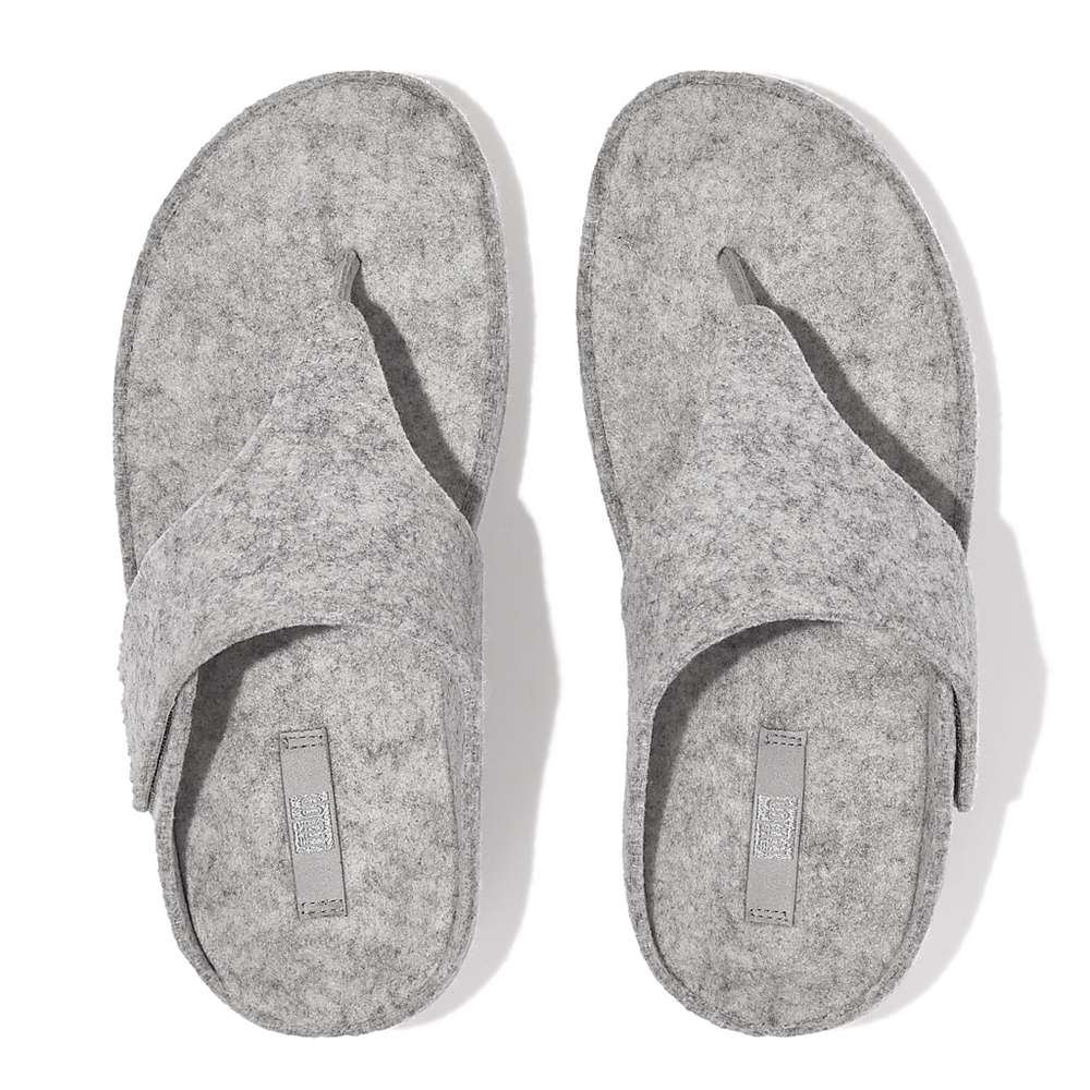 Sandały Fitflop SHUV E01 Adjustable Felt Toe-Post Damskie Szare | Polska-56783