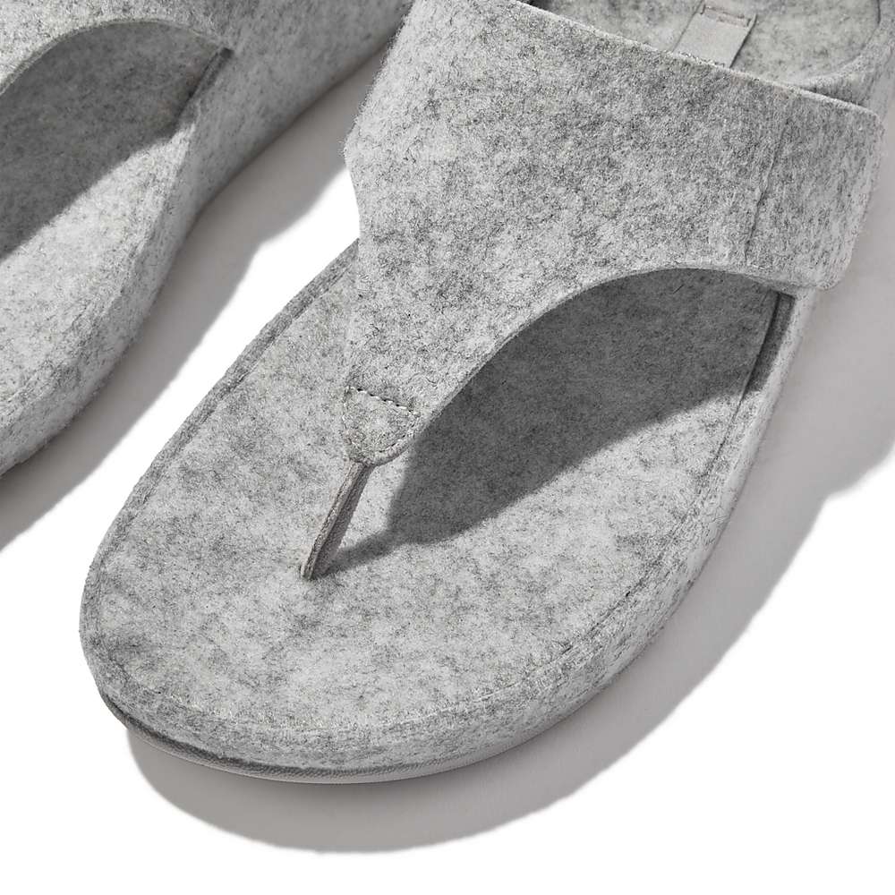 Sandały Fitflop SHUV E01 Adjustable Felt Toe-Post Damskie Szare | Polska-56783