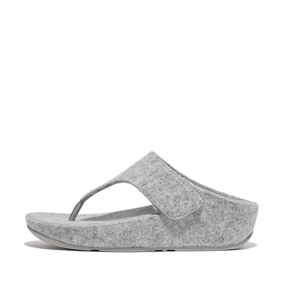 Sandały Fitflop SHUV E01 Adjustable Felt Toe-Post Damskie Szare | Polska-56783