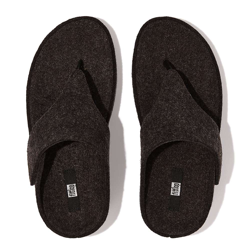 Sandały Fitflop SHUV E01 Adjustable Felt Toe-Post Damskie Czarne | Polska-57638