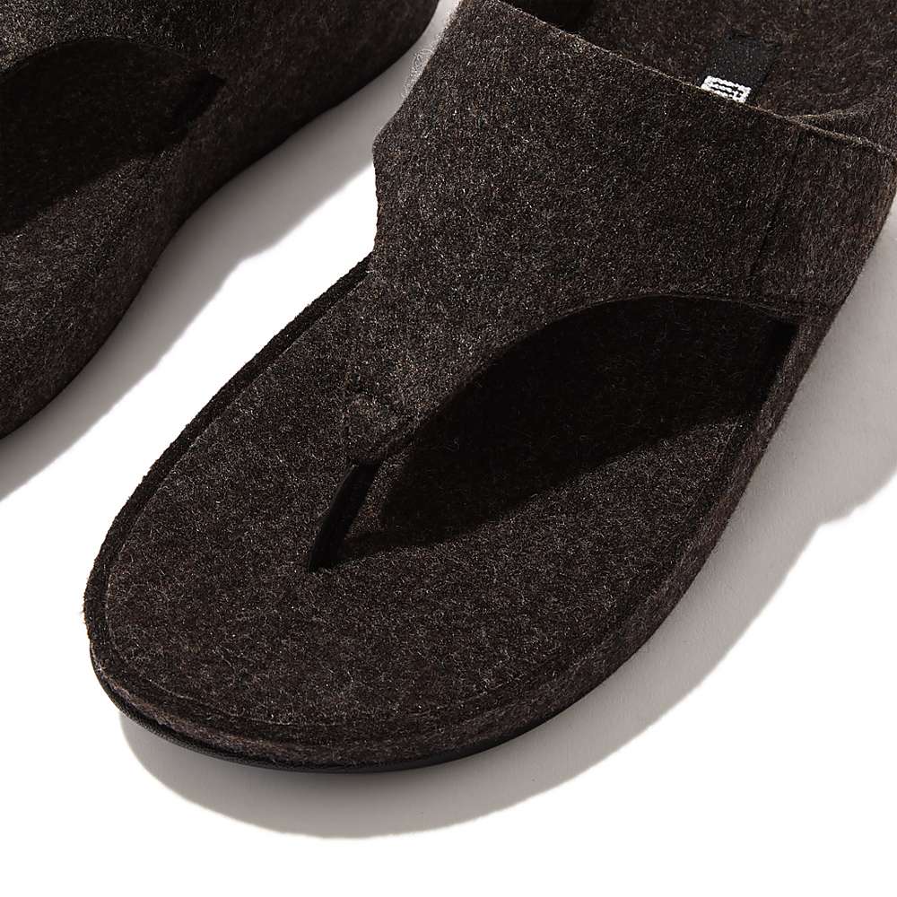 Sandały Fitflop SHUV E01 Adjustable Felt Toe-Post Damskie Czarne | Polska-57638