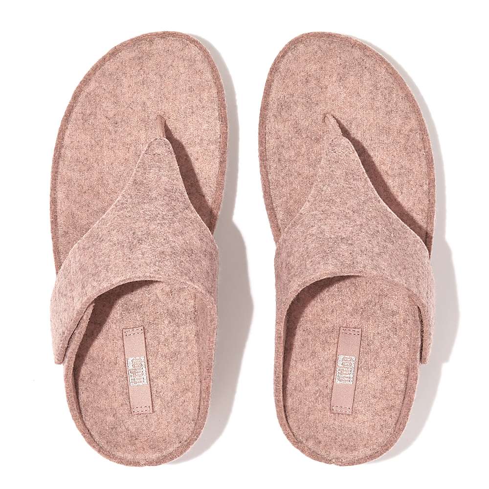 Sandały Fitflop SHUV E01 Adjustable Felt Toe-Post Damskie Beżowe | Polska-59038