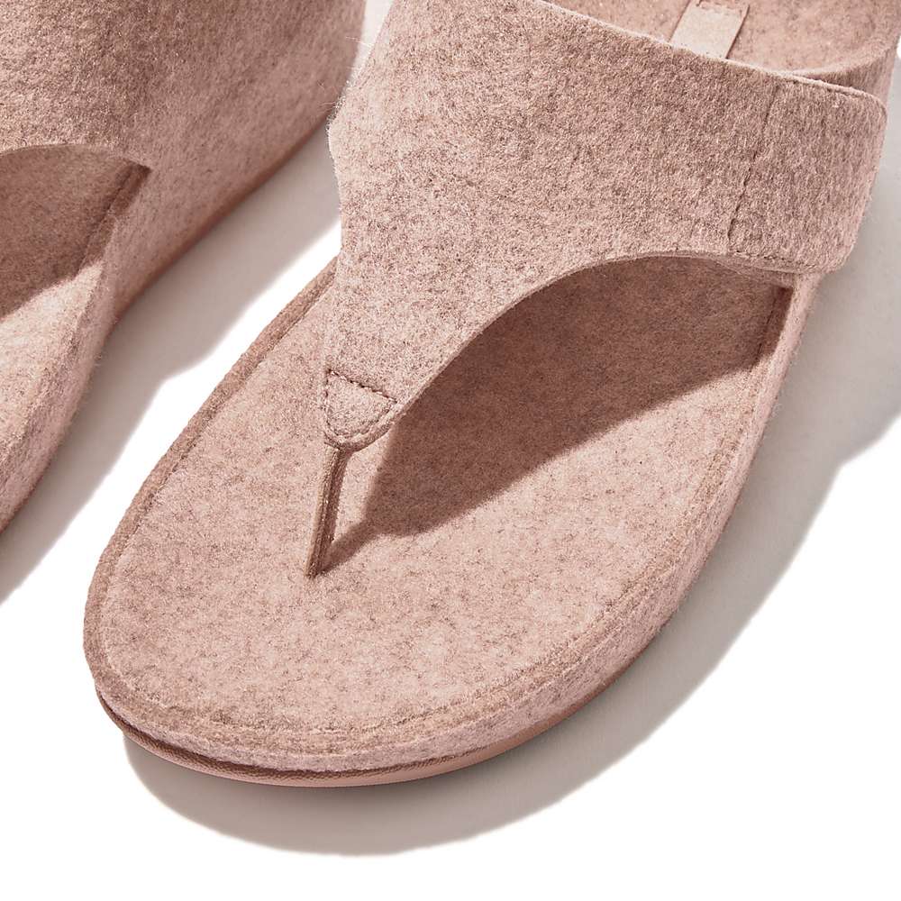 Sandały Fitflop SHUV E01 Adjustable Felt Toe-Post Damskie Beżowe | Polska-59038