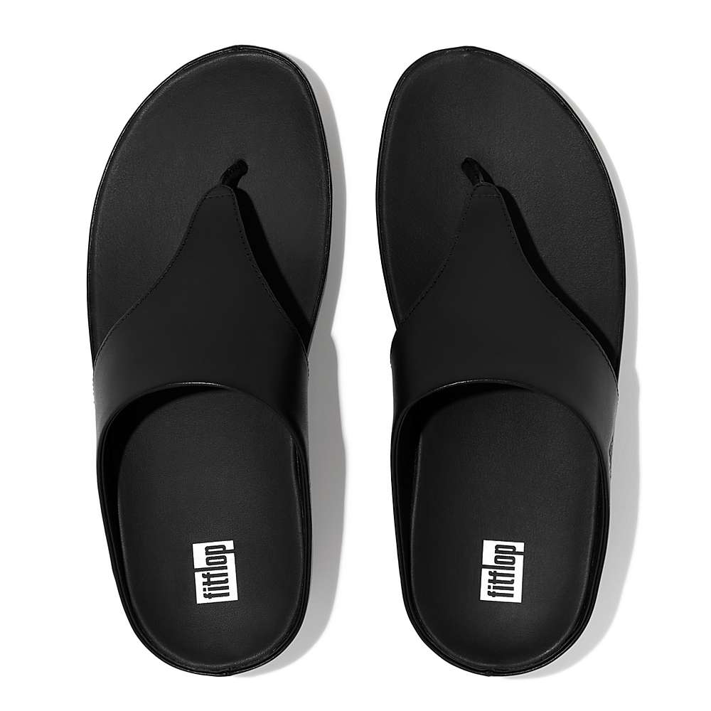 Sandały Fitflop SHUV Leather Toe-Post Damskie Czarne | Polska-53620