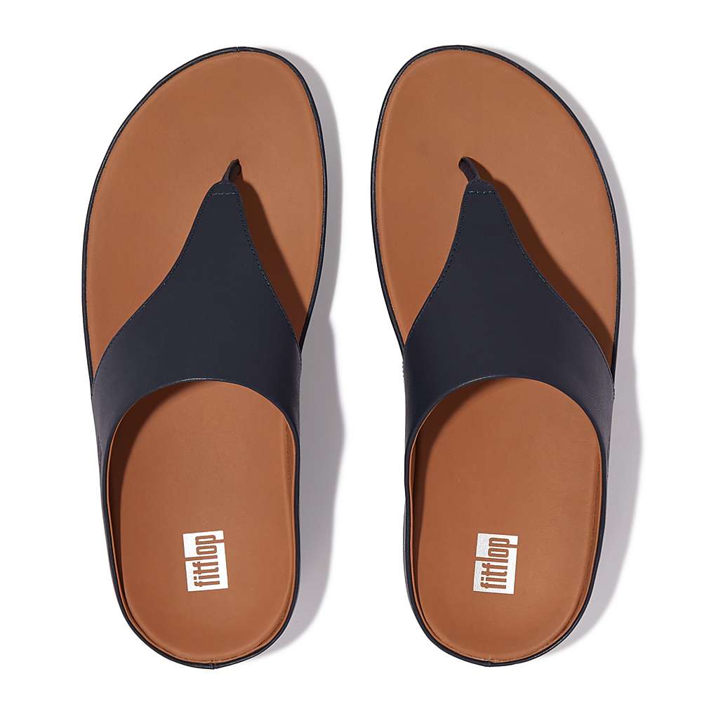 Sandały Fitflop SHUV Leather Toe-Post Damskie Granatowe | Polska-54637