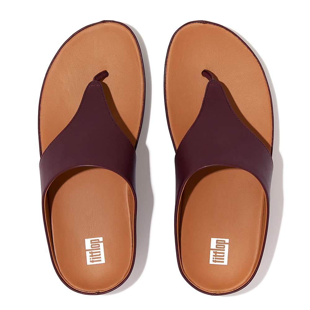 Sandały Fitflop SHUV Leather Toe-Post Damskie Bordowe | Polska-65917