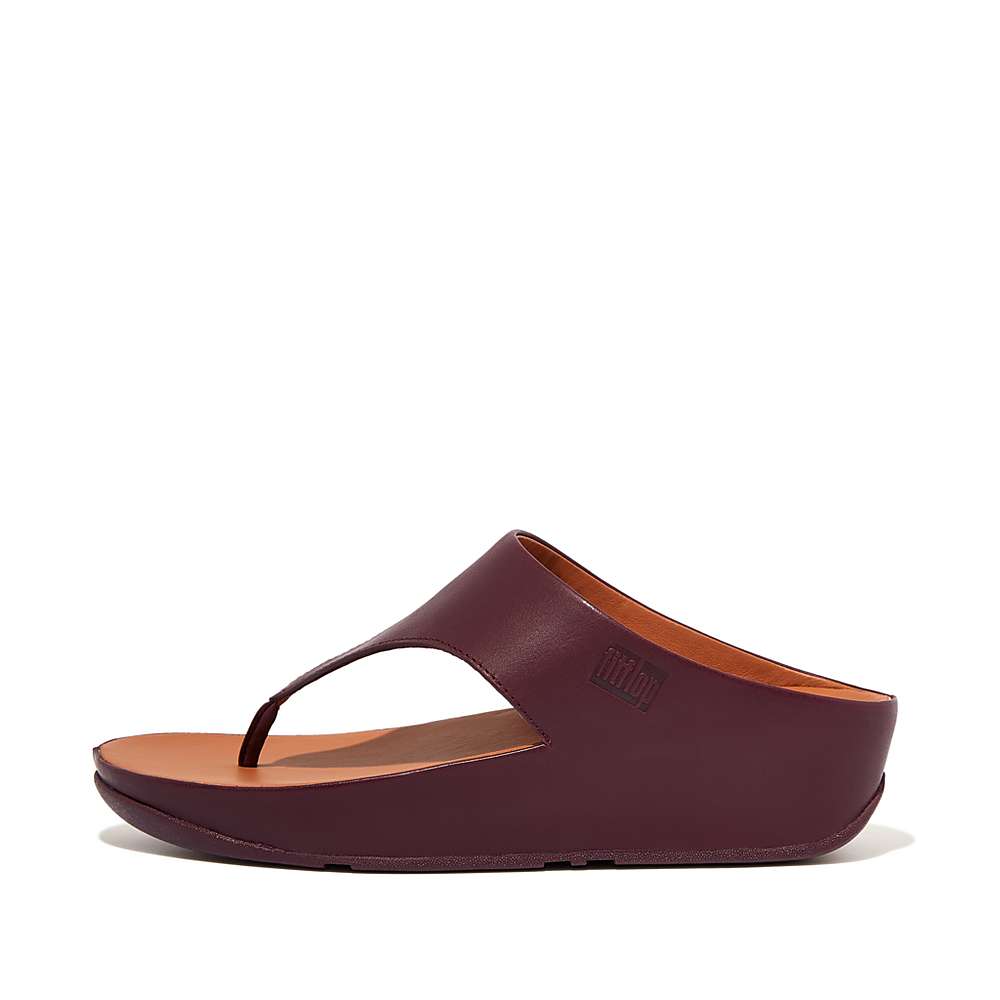 Sandały Fitflop SHUV Leather Toe-Post Damskie Bordowe | Polska-65917