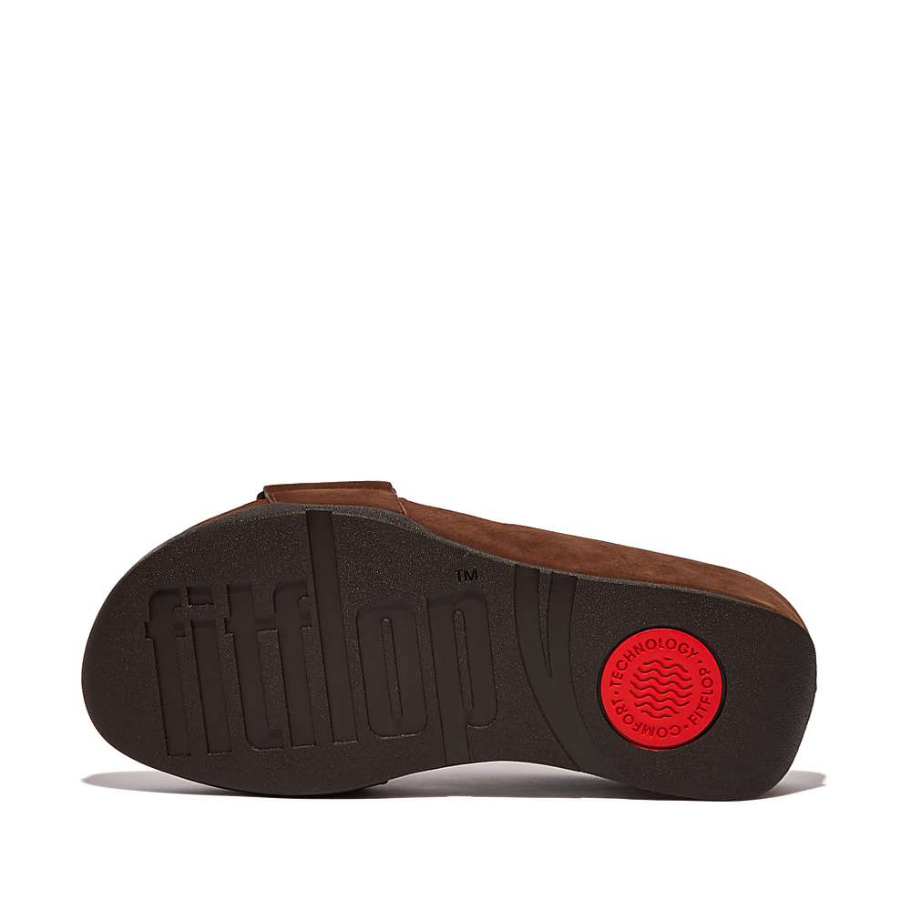 Sandały Fitflop SHUV Nubuck Cross Slides Damskie Brązowe | Polska-80379