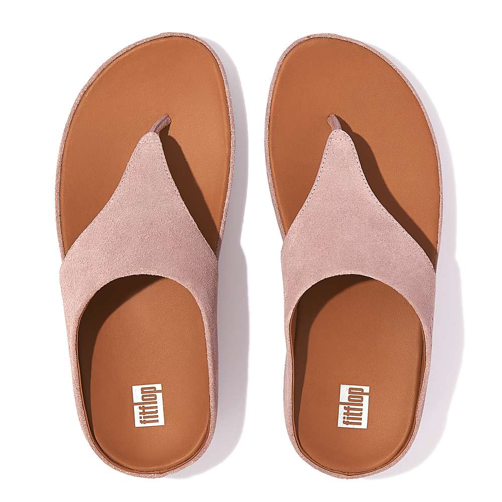 Sandały Fitflop SHUV Suede Toe-Post Damskie Różowe | Polska-70381