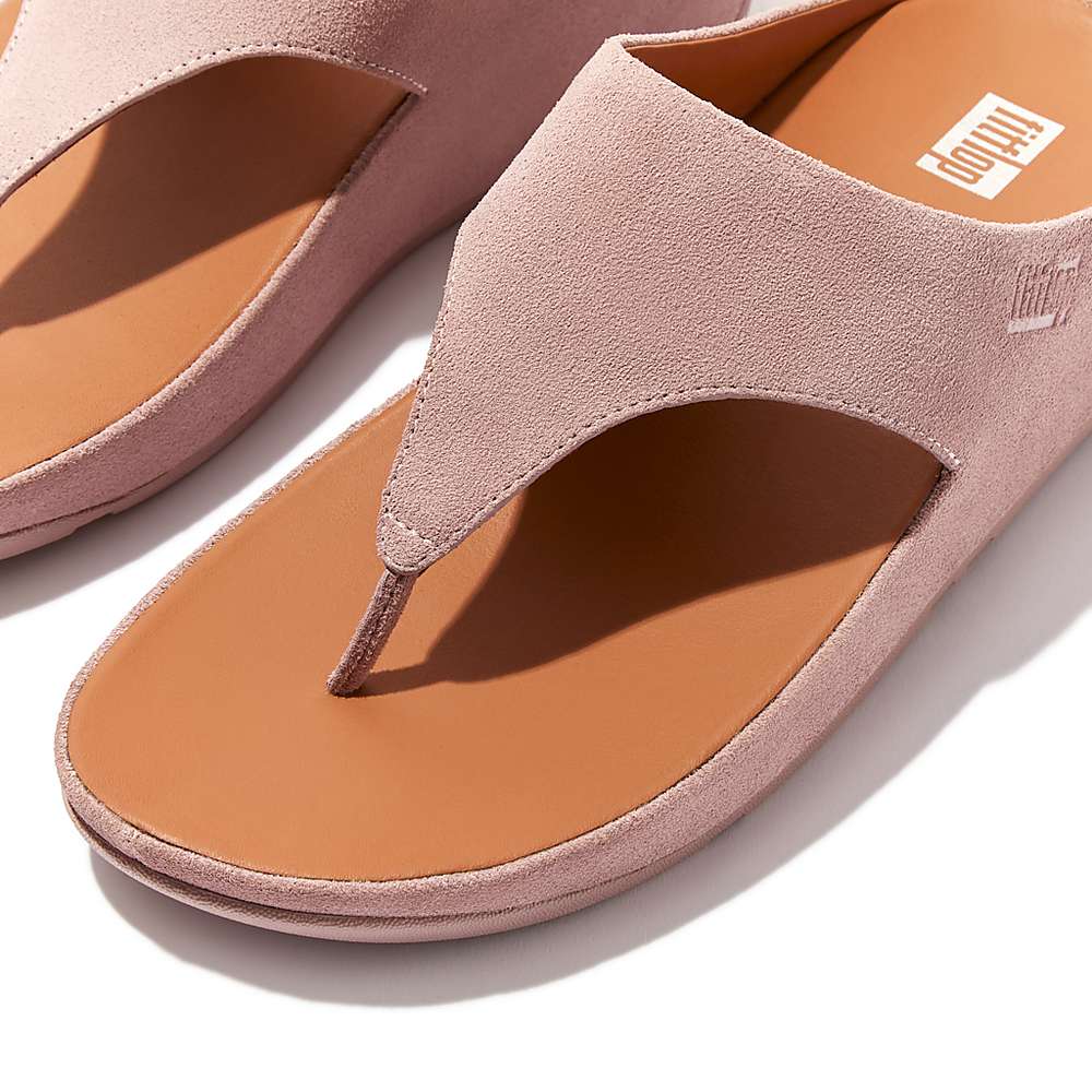 Sandały Fitflop SHUV Suede Toe-Post Damskie Różowe | Polska-70381