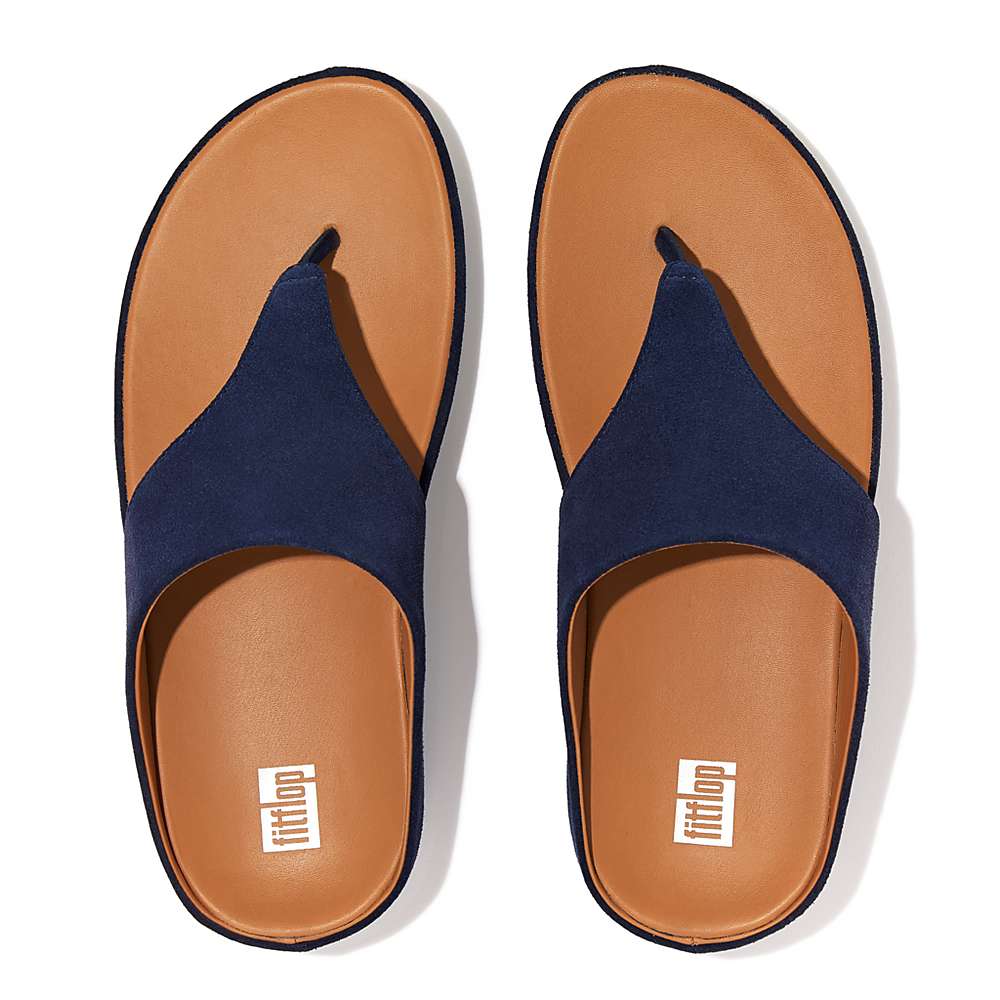 Sandały Fitflop SHUV Suede Toe-Post Damskie Granatowe | Polska-86247