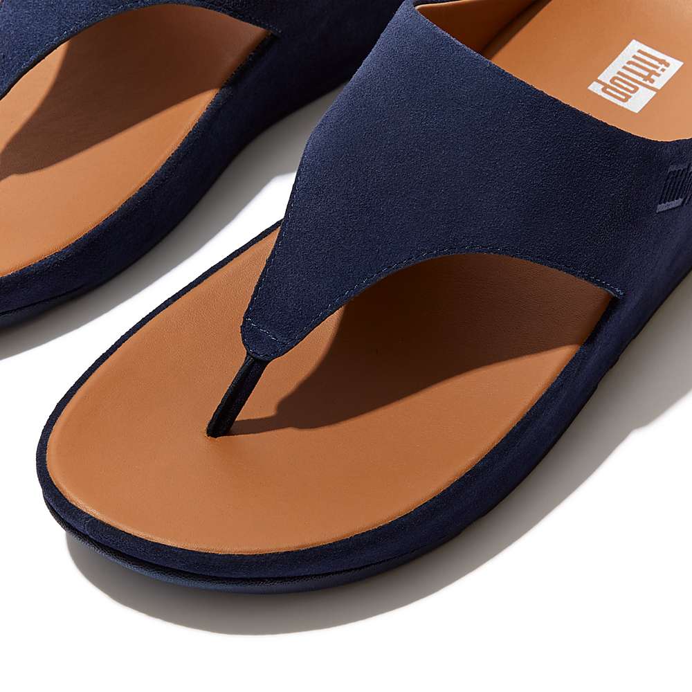 Sandały Fitflop SHUV Suede Toe-Post Damskie Granatowe | Polska-86247