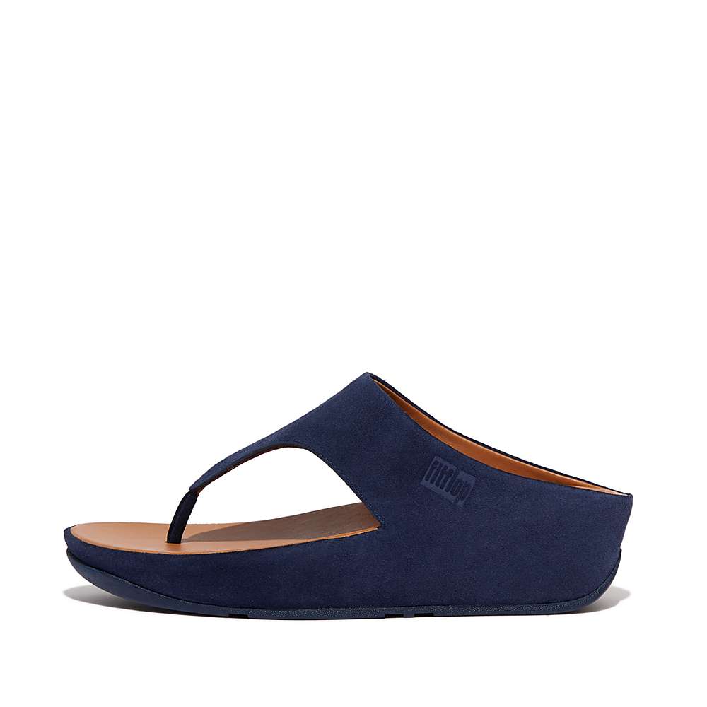 Sandały Fitflop SHUV Suede Toe-Post Damskie Granatowe | Polska-86247