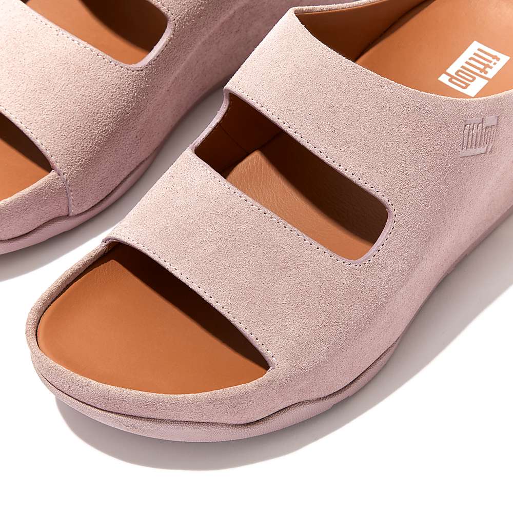 Sandały Fitflop SHUV Two-Bar Suede Slides Damskie Różowe | Polska-24957