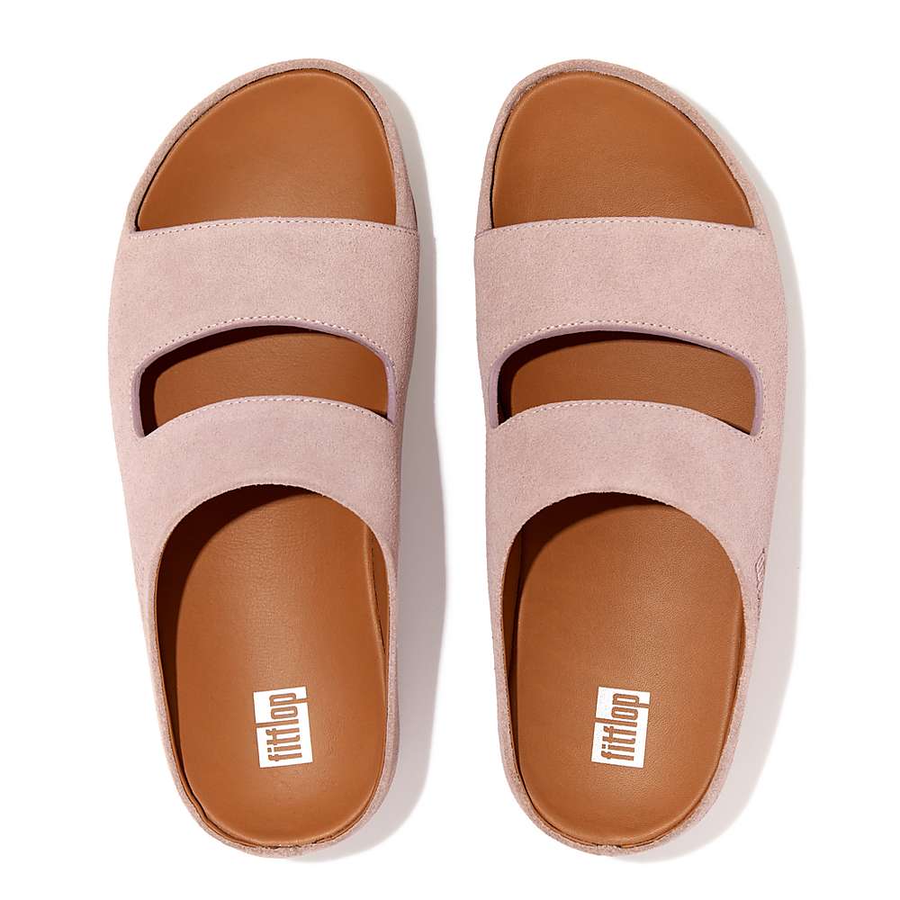 Sandały Fitflop SHUV Two-Bar Suede Slides Damskie Różowe | Polska-24957